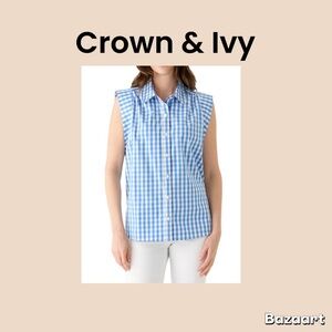 Crown & Ivy Women’s Sleeveless button down shirt Size Medium NWOT